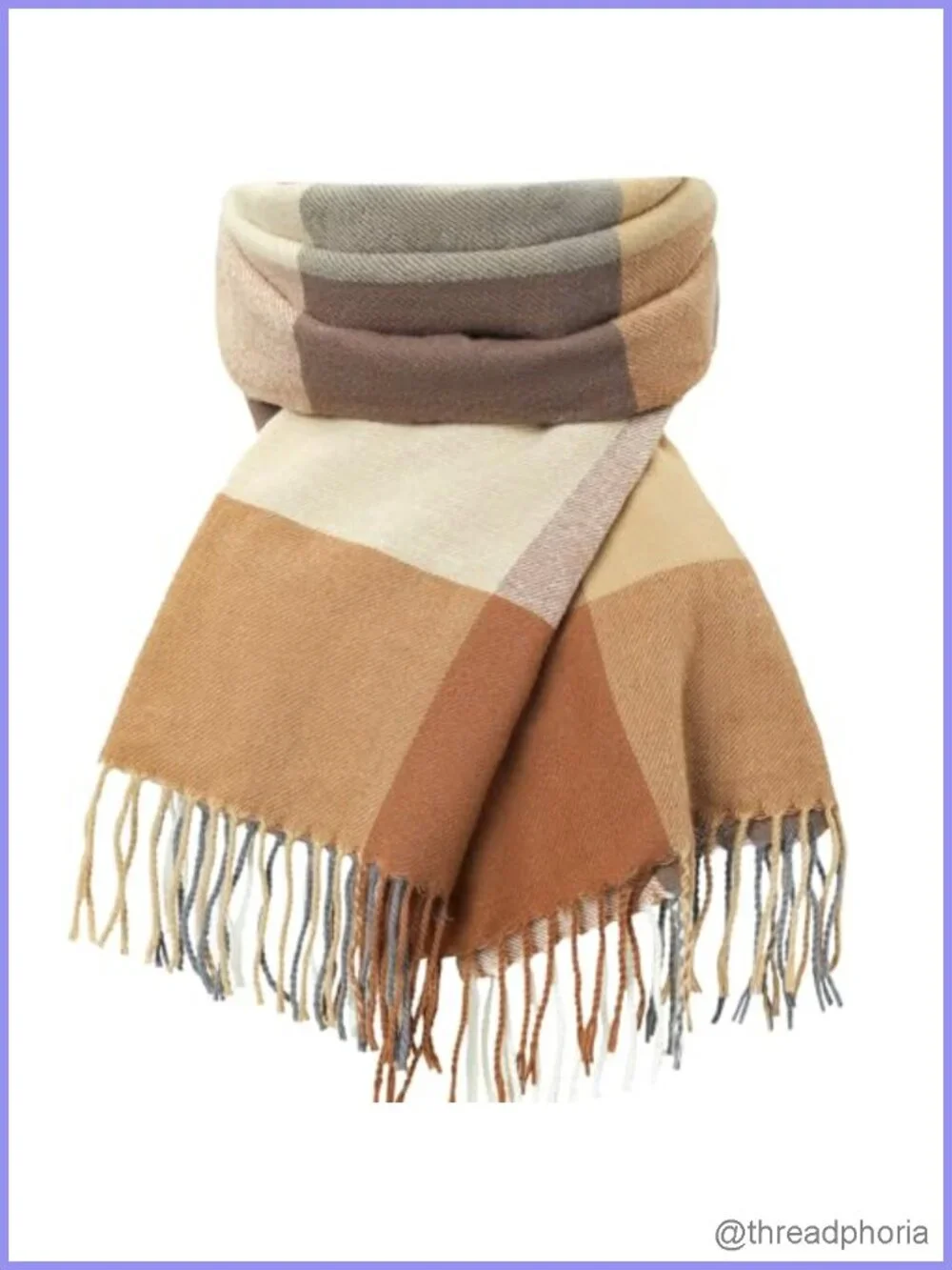 Women's Long Plaid Winter Scarf & Wrap with Tassels